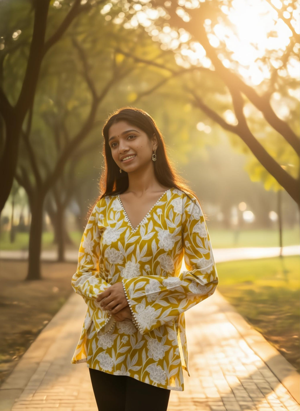 College wear yellow short kurti – Viksha Vrishti